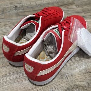 Red Suede Sneakers with White accents